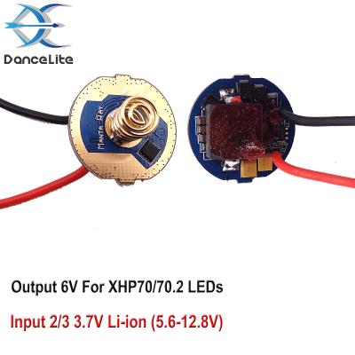 China 22mm Output 6V LED Driver Battery Operated Circuit Board For XHP70/70.2 LED 2/3 Li-ion 3.7V (input 5.6-12.8V) 12V70 12V70 for sale