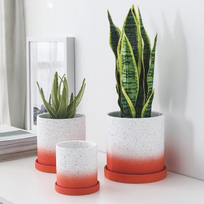 China Good Quality Factory Direct Contemporary Custom Garden Pot Cemetery Glazed Cylindrical Ceramic Flower Pots Planter for sale