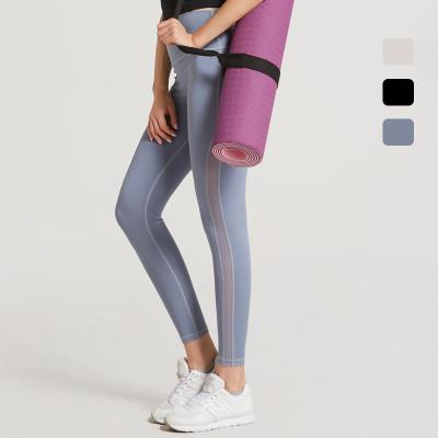 China Dropshipping Agent Women's Highwaist Breathable Leggings Mesh Ladys Gym Leggings Stripes for sale