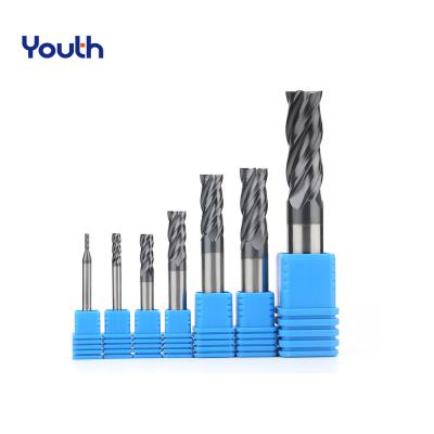 China 4Flutes Flat Carbide Youth HRC55 Carbide End Mill Face Milling Cutter Tungsten Steel Cutting Tool CNC Matching Endmills for sale