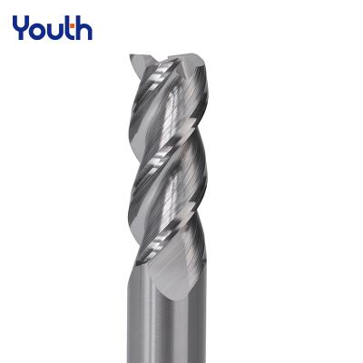 China Solid Carbide Youth HRC45 3 Flute Carbide Tungsten Steel Tool End Mill For Milling Cutter Helical Angle 45 Aluminum Aluminum for sale