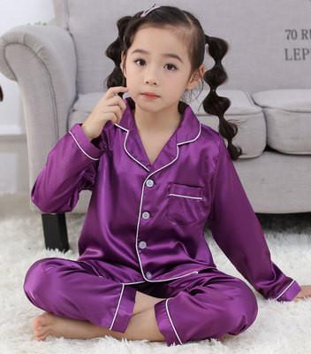 China Wholesale Breathable Baby Boy Kids Pajamas Girls Clothes Silk Pajamas Kids Sleepwear Satin Pajamas Sets Kids Girl's Clothing Set for sale