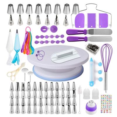 China Viable 137pcs Cake Decorating Supplies Kit Baking Pastry Tools 1 turntable to hold 8 Russian spout-baking piping tools for sale