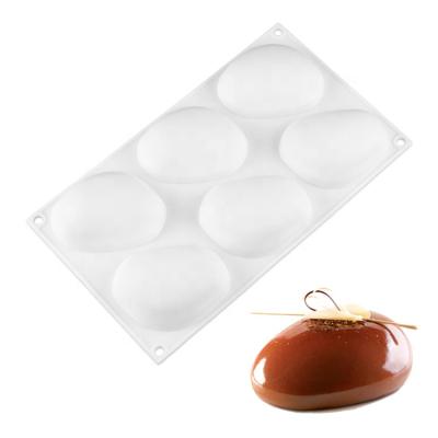 China Tools 6 Cavity Mousse Cake Mold Cobblestone Silicone Cake Baking Mold Viable for sale