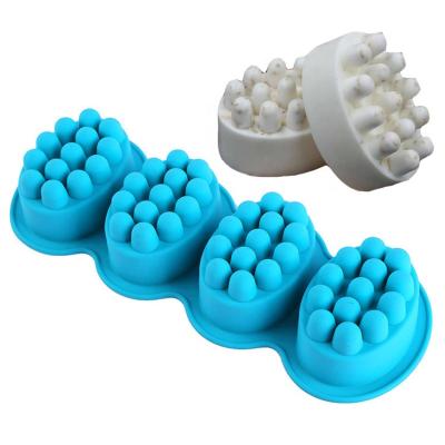 China 4 Cavity 2pcs Viable Silicone Massage Bar Soap Molds for sale