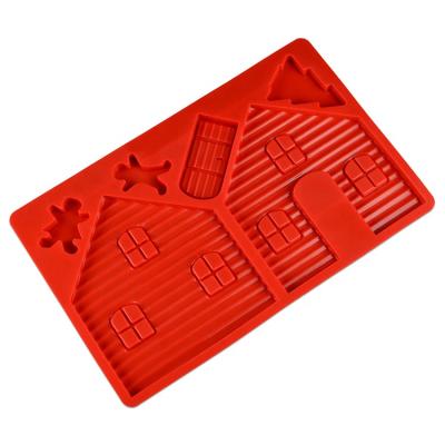 China Sustainable Gingerbread House Christmas Santa Cookie Mold Set Silicone Chocolate Mold Christmas for sale