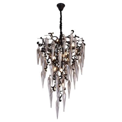 China Home Decor Glass Chandelier Lamp Modern Black Easy Hanging Lamp Guangzhou Chandelier Lighting Pendant Lamp For Villa for sale