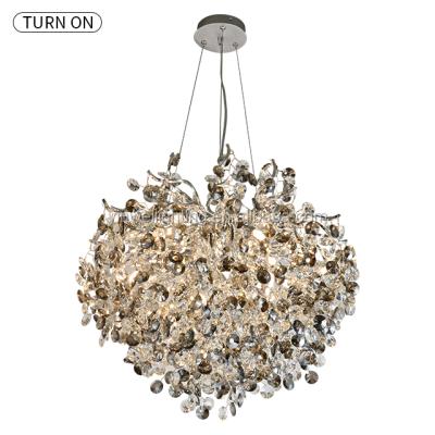 China Contemporary Luxury Lighting Decoration Chain Chandelier Home Decor Sliver Lamps Crystal Chandelier Lamp For Bedroom for sale