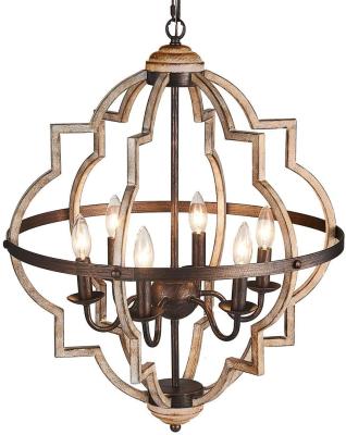 China White Wood Dining Room Pendant Light Mid Century Farmhouse Chandeliers French Country Wooden Chandelier for sale