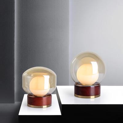 China Macaron Modern Nordic Modern Style Office LED Glass Table Industrial Luxury Wood Lamp For Hotel Corner Decoration for sale