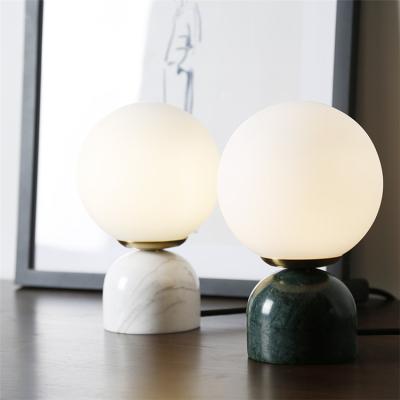 China New Modern Mediterranean Luxury Colorful Marble Fancy Style Art Table Lamps Decor LED Ball Light For Bedside Living Bed Room Bedroom for sale