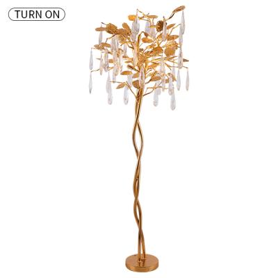 China Contemporary fashion floor lamp crystal tree lamp for hotel room decorative floor light for villa for sale