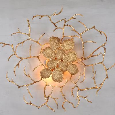 China Modern European Creative Led Bedside Reading Lights Maple Leaf Wall Lamp Antique Bronze Indoor Bedroom Chandelier Lighting for sale