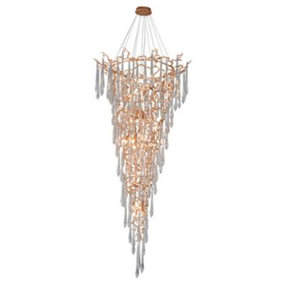 China Hign Qulity Paiting Handmade Italian Style 15 Light Foyer Chandelier Lighting Modern Austrian Crystal Drops Flower Pendant Lamp for sale