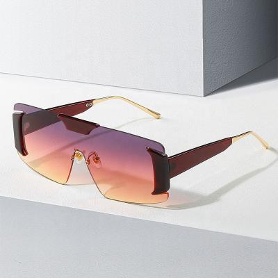 China New Brand Sunglasses 2022 Fashion Big Design Sunglass Square Colored Rimless Black Metal Oversized Solid Sun Glasses Women Men for sale