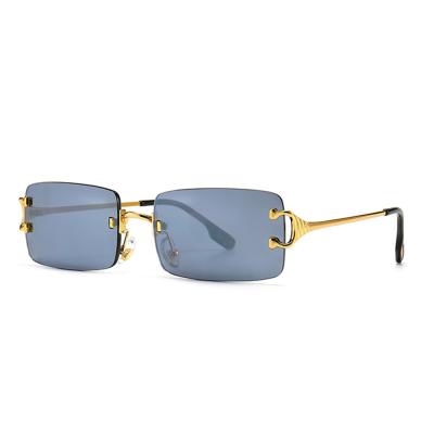 China Hot Sale Fashion Vintage Sunglasses 2021 Rimless Women Trendy 2021 New Metal Designer Sunglasses Men for sale