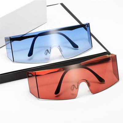 China Fashion Sunglasses 2020 Men Rimless Mirror Sun Glasses New Women One Piece Lens Windproof Oversized Sun Glasses for sale