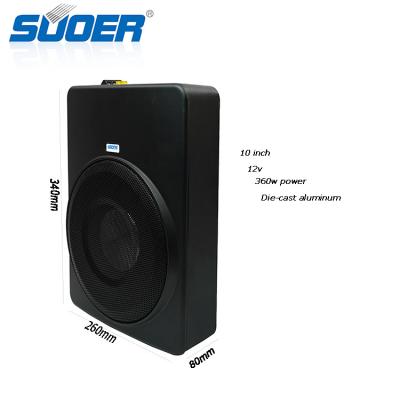 China 20 A Suoer 10 inch ultra-thin 360w underseat subwoofer die-cast aluminum car subwoofer for sale