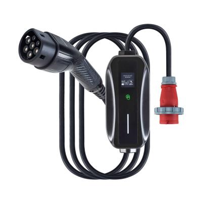 China 11KW Portable EV Charger for Electric Vehicle Type 2 Electric Car Charger with Red CEE Plug Customization Available BFM2 for sale