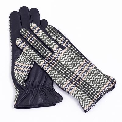 China Lady Comfortable Plaid Fashion Winter Touch Screen Leather Gloves for sale