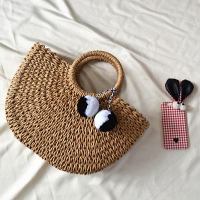 China ENGLAND STYLE semicircular handbag with straw woven paper cord for ladies in summer for sale