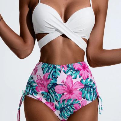 China 2021 Breathable Sexy Bikinis And Cover Up Set Women Swimsuit Printed Swimwear High Waist Summer Strappy Bathing Suit Beach Wear Biquini Female for sale