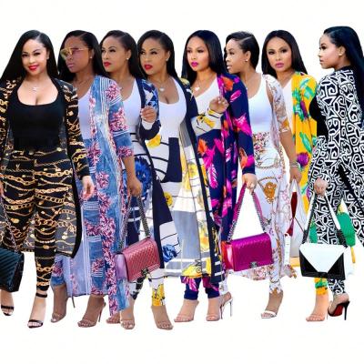 China 2021 New Anti-Static Fashionable Women's Dresses Fall Clothing Set Two-Piece Elegant Boutique Printed Long Lady Coat Gaiters Clothing for sale