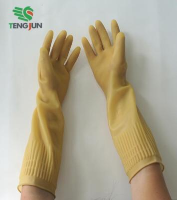 China Colorful Latex Gloves Extra Long Sleeve Gloves Cooking Long Sleeve Plastic Gloves for sale