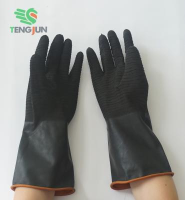 China High Quality Industrial Heavy Duty Elbow Length Rubber Gloves for sale