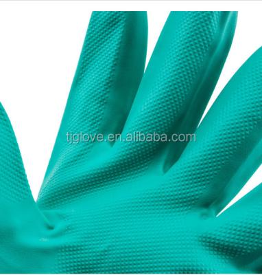 China Oil& chemical resistance 13 mil flock lined industrial nitrile gloves for cleaning for sale