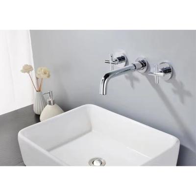 China Hot Sale Modern Design Hand Metered Wall Mounted Solid Brass Concealed Double Faucets Double Taps for sale