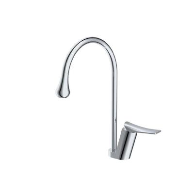 China Modern Design Sink Mixer Taps Chrome Metered Brass Faucets One Handle Hot Cold Water Kitchen Faucet for sale