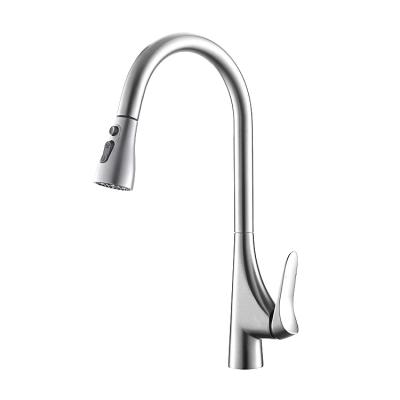 China New Design Metered Faucets 2022 Pull Out With Sprayer Modern Brass Chrome Kitchen Faucet for sale