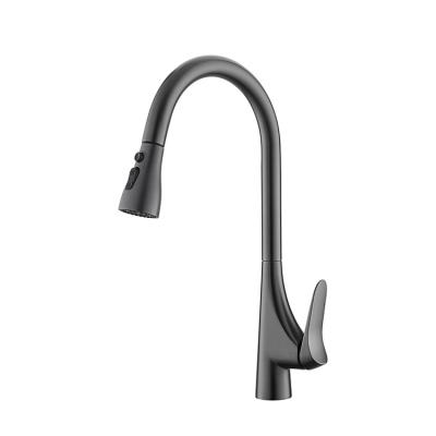 China Metered Faucets Hot Sale Hot Cold Water Pull Out With Sprayer Deck Mounted Brass Kitchen Faucet for sale