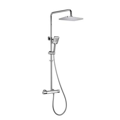 China With Sliding Bar New Arrival Chrome Wall Mounted Bathroom Rain Shower Set Thermostatic Bathroom Rain Shower Faucet for sale