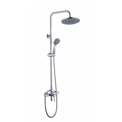 China With Sliding Bar Chrome Plated Brass Round Shower Head Bathroom Shower Faucet for sale