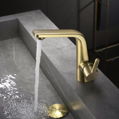 China Hot Cold Water Mixer Taps Gold Bathroom Mixer OEM Style Metered Hot Brass Basin Faucet for sale