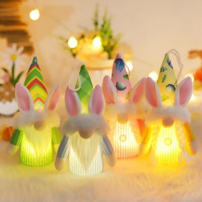 China 2022 New Easter Bunny Doll Easter Cute Glowing Cute Faceless Doll Colorful Decoration Lights Lovely Rabbit Ears With Lights for sale