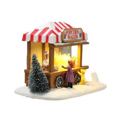 China 2022Wholesale Christmas Decoration Custom Christmas Decoration Gifts Resin Opens Christmas Booth With Lights Music Box for sale