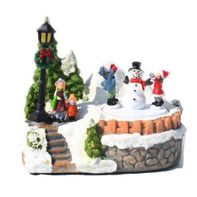 China Luminous Christmas Decoration 2022 New Resin Opens Music House Christmas Snowman House Christmas Opens Gift Decorations for sale