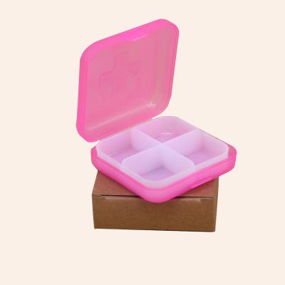 China Wholesale Recycled Portable Plastic Materials HF2022Customized Creative Four-compartment Durable Medicine Box for sale