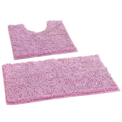 China Washable Bath Mat Set 2 Pieces Bath Cover Sets Toilet Floor Bathroom Anti-Slip Mat for sale