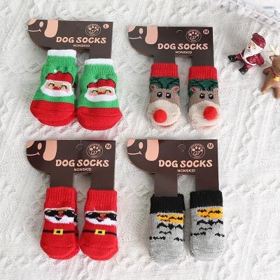 China New Design Style Custom Stocked Pet Dog Cat Dog Anti Slip Protect Paw Christmas Pet Socks for sale