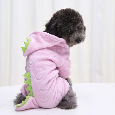 China Wholesale Viable Fleece Dog Clothes Autumn And Winter Warm Coral Luxury Dinosaurs Pet Clothes for sale