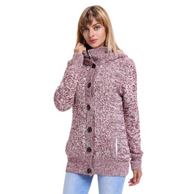 China 2021 New Design Anti-Wrinkle Women's Long Sleeve Button-Up Hat Cardigans Hoodie for sale