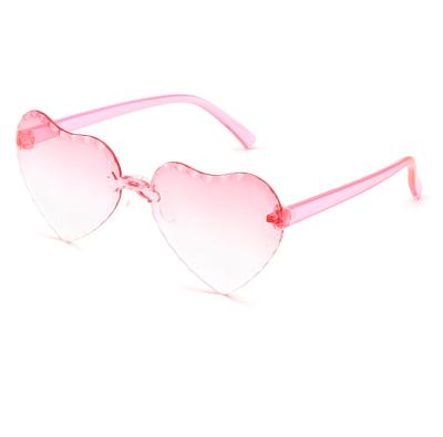 China New Gradient Fashion Sunglasses Cartoon Rimless Heart Shaped Plastic Sunglasses Colorful Heart Sun Glasses For Kids for sale