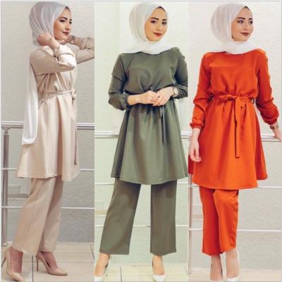 China 2020 Modern Muslim Dresses Jun 816 Long Sleeve 2pcs Fashion Outfit Women Muslim Clothing for sale