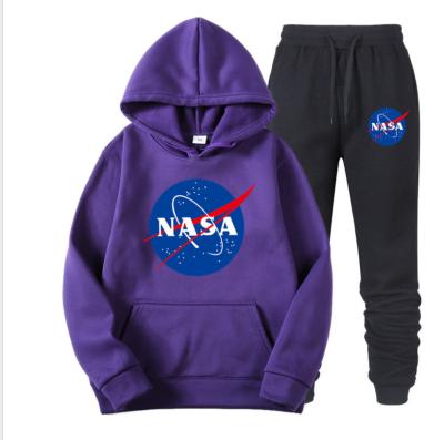 China Autumn and Winter Season NASA Letter Print Men's Casual Letter Print Men's Long Sleeve Hoodie Sweatshirt Breathable Set for sale