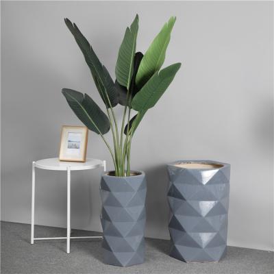 China Advanced High Quality Gray Modern Indoor Outdoor Decoration Floor Style Irregular Shape Design Ceramic Flowerpot Hallway Eco-Friendly for sale