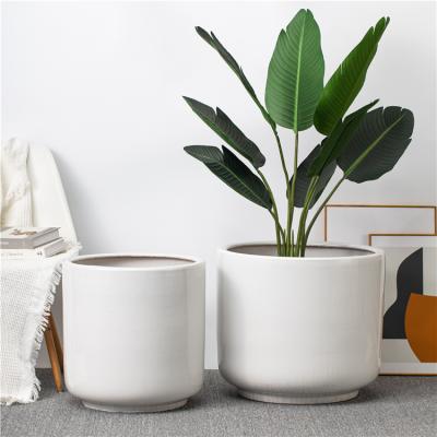 China Modern Unique Design Decor Floor Potted Plant Indoor Outdoor Ceramic White Flower Pot Eco-friendly Great For Garden for sale